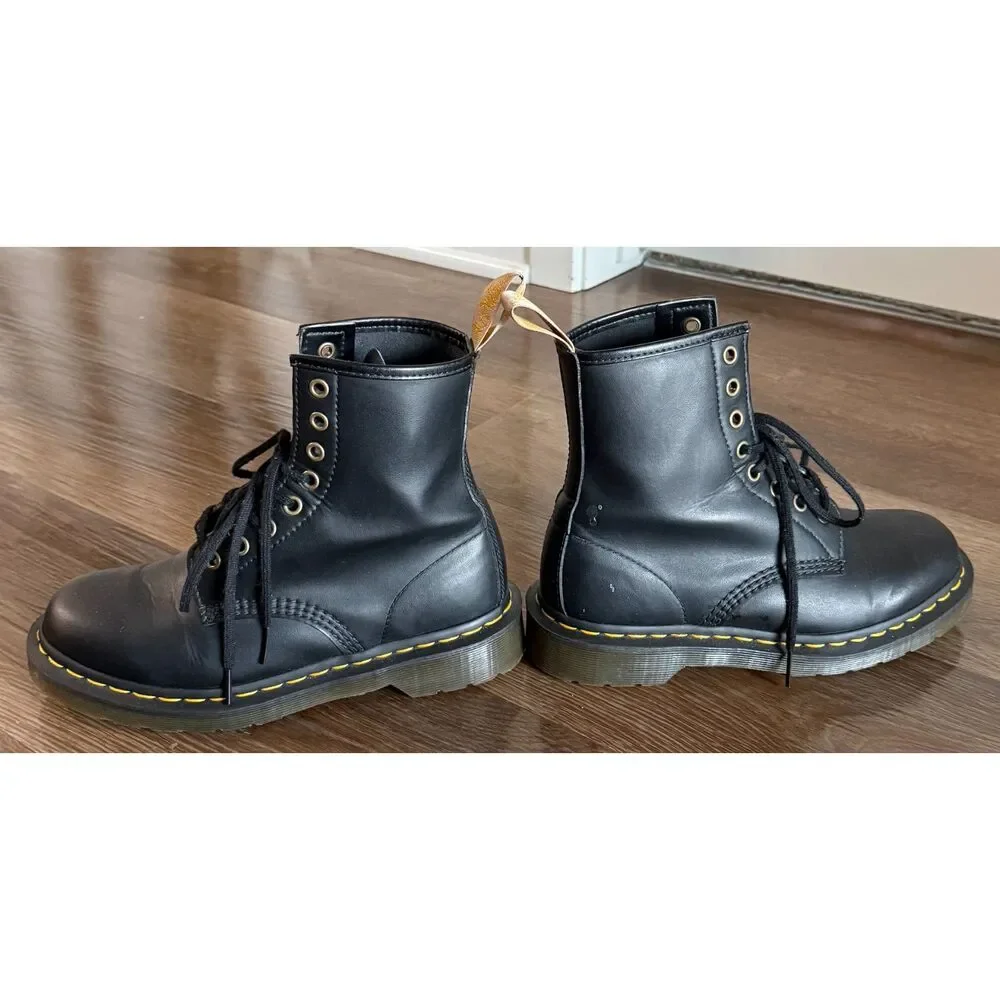 Dr. Martens 1460 Felix Black Vegan Leather 8-Eye Combat Boots US 6